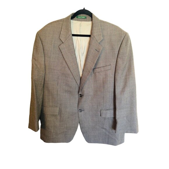 Ralph Lauren Mens 100% Wool Tweed Blazer Beige Brown Size 50R Big Tall Office - Picture 1 of 10
